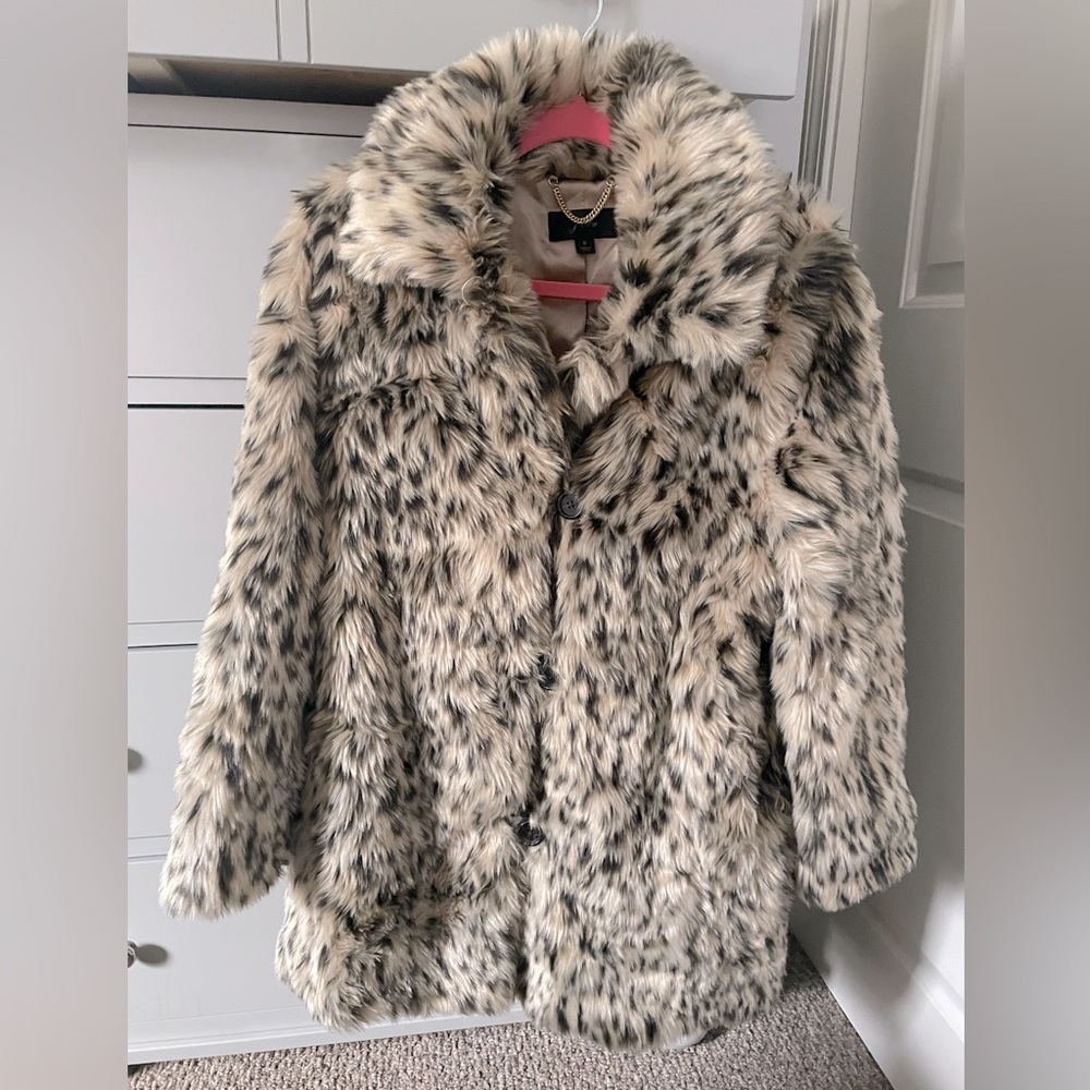 Leopard Print Faux Fur Coat